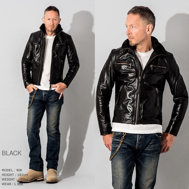 レザージャケット シングルライダース リューグーレザーズ Liugoo Leathers 本革 シングルライダースジャケット メンズ