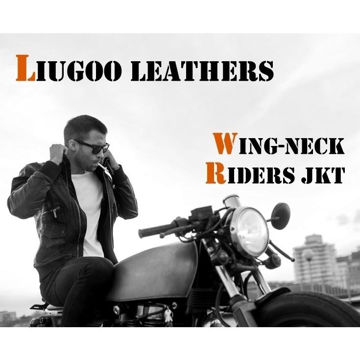 Liugoo Leathers 本革 ウィングネックシングルライダースジャケット メンズ リューグーレザーズ WNG14A  レザージャケット 革ジャン 本革ジャケット｜liugoo｜02
