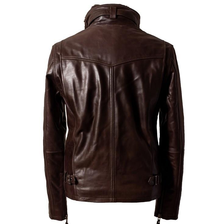 【新品】 Laungedress レザージャケット セール】ノーカラーフェイクレザージャケット（ライダース