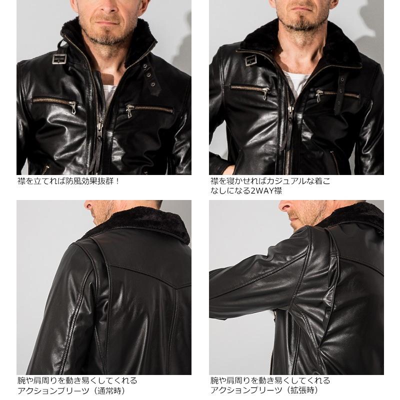 Liugoo Leathers 本革 ウィングネックシングルライダースジャケット