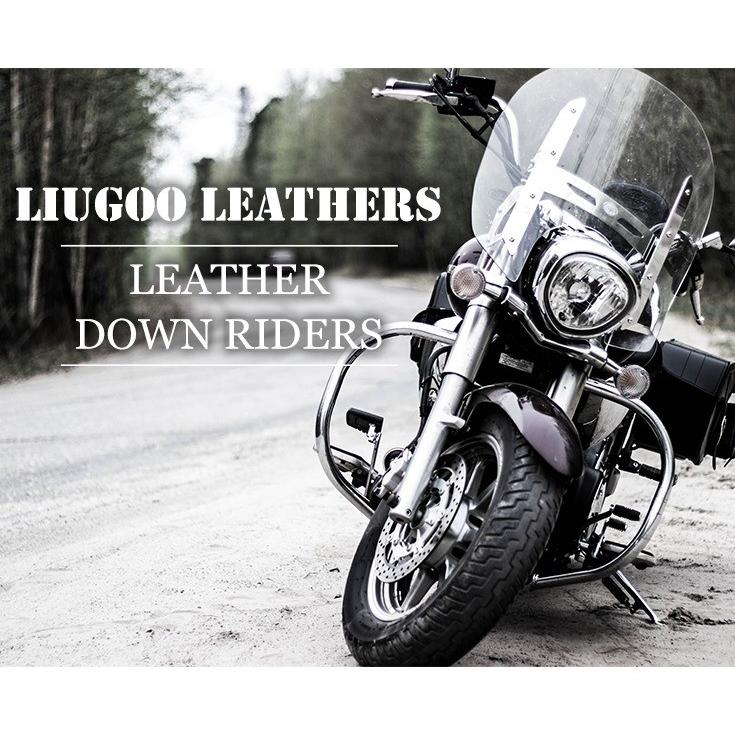 Liugoo Leathers 本革 ウィングネック ダウンライダース メンズ