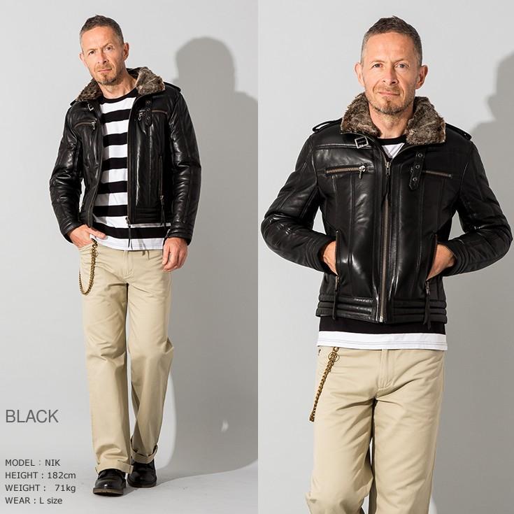 Liugoo Leathers 本革 ウィングネック ダウンライダース メンズ Liugoo Leathers 本革 ウィングネック ダウンライダース メンズ