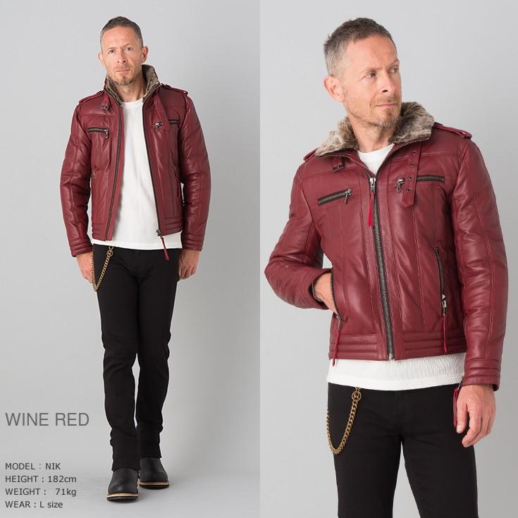 Liugoo Leathers 本革 ウィングネック ダウンライダース メンズ リューグーレザーズ WNG12A  ダウンジャケット レザージャケット | Liugoo Leathers | 10