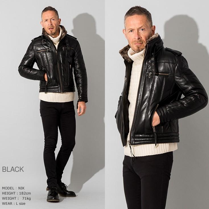 Liugoo Leathers 本革 ウィングネック ダウンライダース メンズ リューグーレザーズ WNG12A  ダウンジャケット レザージャケット | Liugoo Leathers | 14