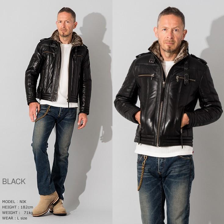 Liugoo Leathers 本革 ウィングネック ダウンライダース メンズ リューグーレザーズ WNG12A  ダウンジャケット レザージャケット | Liugoo Leathers | 06