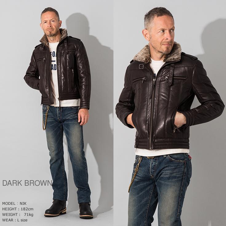 Liugoo Leathers 本革 ウィングネック ダウンライダース メンズ リューグーレザーズ WNG12A  ダウンジャケット レザージャケット | Liugoo Leathers | 08