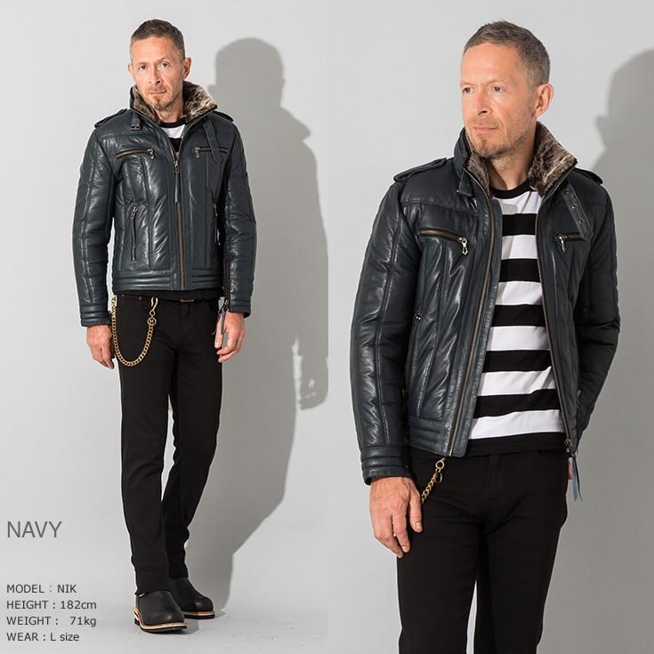 【20周年記念10%OFFクーポン】Liugoo Leathers 本革 ウィングネック ダウンライダース メンズ リューグーレザーズ WNG12A  ダウンジャケット レザージャケット | Liugoo Leathers | 13