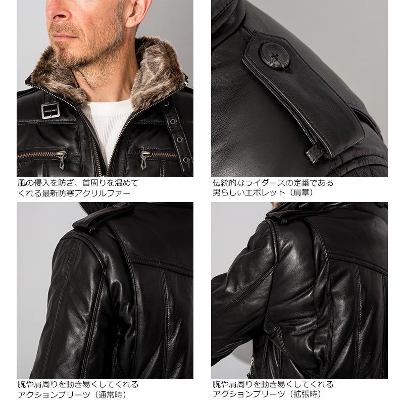 Liugoo Leathers 本革 ウィングネック ダウンライダース メンズ