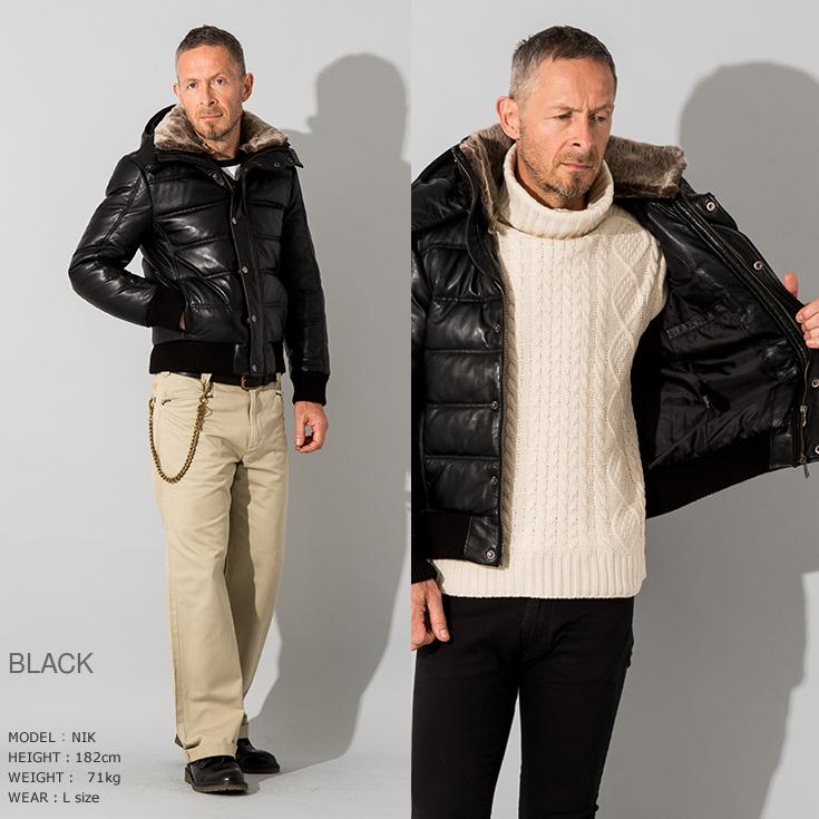 【20周年記念20%OFFクーポン】LIUGOO 本革 3WAY ダウンジャケット メンズ リューグー WNG13A  レザージャケット ダウンジャケット | Liugoo Leathers | 07