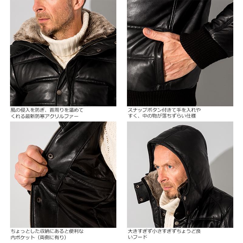 Liugoo Leathers LIUGOO 本革 3WAY ダウンジャケット メンズ