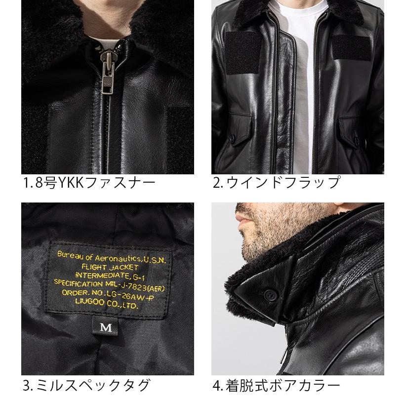 Liugoo Leathers 本革 本格復刻 G-1フライトジャケット メンズ