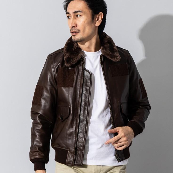 Liugoo Leathers 本革 G-1フライトジャケット メンズ リューグー
