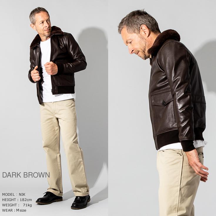 LEE リー　レザーフライトジャケット ブラウン　本革 ブルゾン　G-1 Liugoo Leathers 本革 G-1フライトジャケット メンズ リューグー