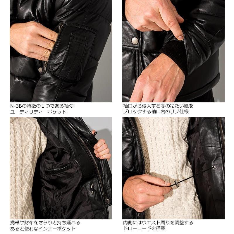 Liugoo Leathers 本革 N-3Bフライトジャケット レザーダウン メンズ 