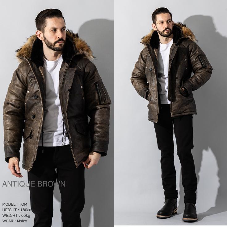 Liugoo Leathers 本革 N-3Bフライトジャケット レザーダウン