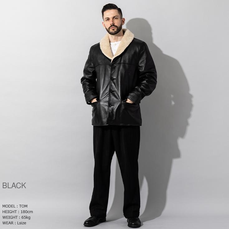 Liugoo Leathers 本革 ボアワークコート メンズ リューグー