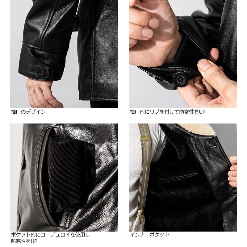 Liugoo Leathers 本革 ボアワークコート メンズ リューグーレザーズ