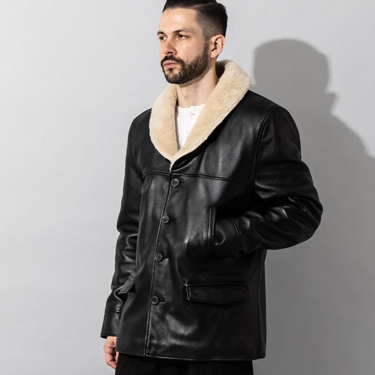 Liugoo Leathers 本革 ボアワークコート メンズ リューグーレザーズ