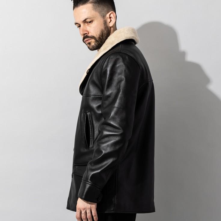 Liugoo Leathers 本革 ボアワークコート メンズ リューグーレザーズ