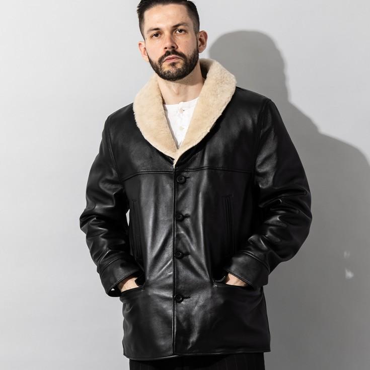 Liugoo Leathers 本革 ボアワークコート メンズ リューグーレザーズ