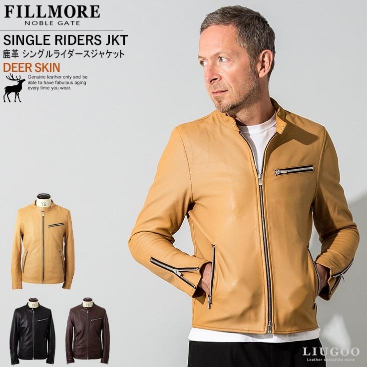 FILLMORE 本革 ディアスキンシングルライダースジャケット FILLMORE 本革 ディアスキンシングルライダースジャケット