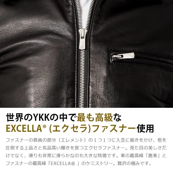 FILLMORE 本革 ディアスキンシングルライダースジャケット メンズ