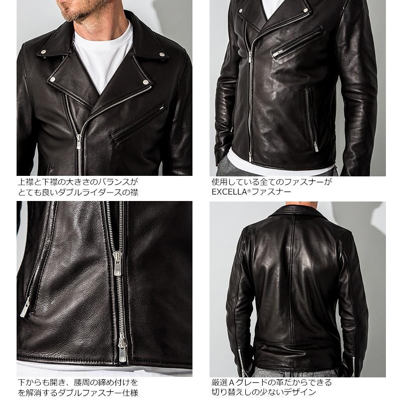 FILLMORE 本革 ディアスキンダブルライダースジャケット メンズ フィルモア DRY13A  レザージャケット ブルゾン アウター｜liugoo｜13