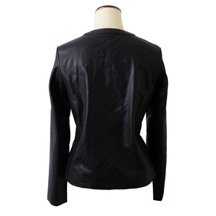 【30%OFFクーポン】LIUGOO 本革 ノーカラーシングルジャケット レディース リューグー SRN02LA  ライダースジャケット　ノーカラージャケット | Liugoo Leathers | 10