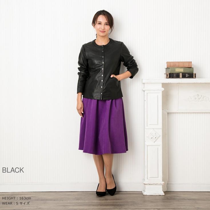 【30%OFFクーポン】LIUGOO 本革 ノーカラーシングルジャケット レディース リューグー SRN02LA  ライダースジャケット　ノーカラージャケット | Liugoo Leathers | 03