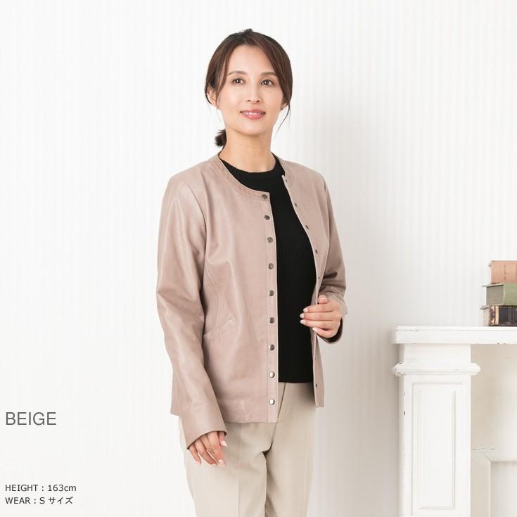 【30%OFFクーポン】LIUGOO 本革 ノーカラーシングルジャケット レディース リューグー SRN02LA  ライダースジャケット　ノーカラージャケット | Liugoo Leathers | 06