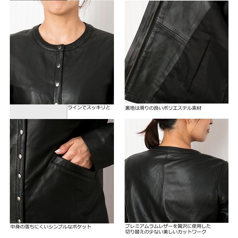 【30%OFFクーポン】LIUGOO 本革 ノーカラーシングルジャケット レディース リューグー SRN02LA  ライダースジャケット　ノーカラージャケット | Liugoo Leathers | 08