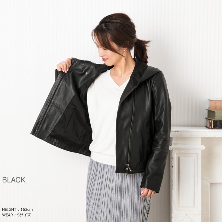 LIUGOO 本革 フーディージャケット レディース リューグー PRK02LA  レザージャケット パーカー ジャケット | Liugoo Leathers | 03