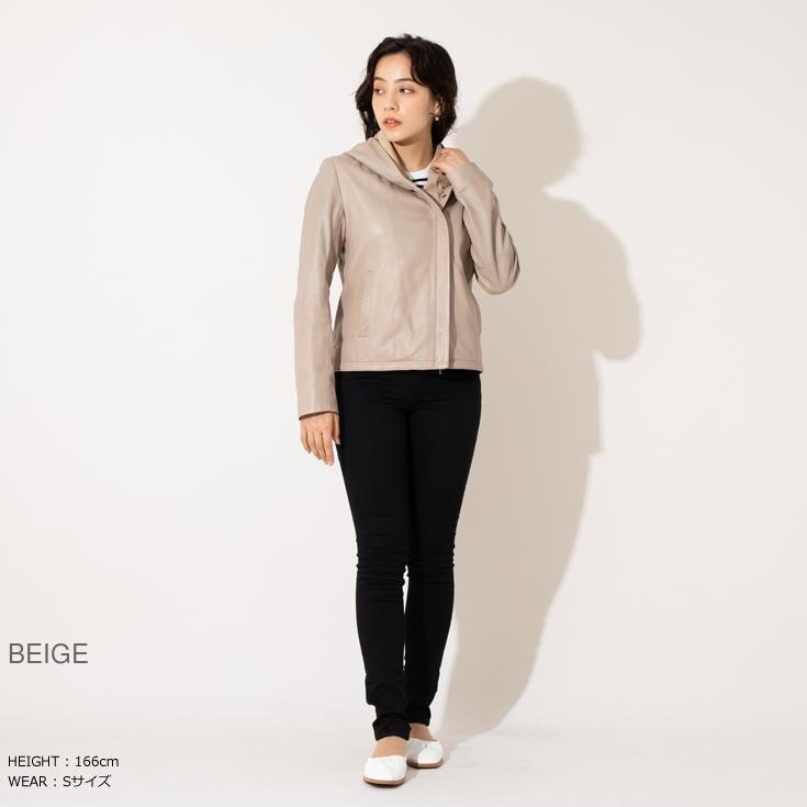 LIUGOO 本革 フーディージャケット レディース リューグー PRK02LA  レザージャケット パーカー ジャケット | Liugoo Leathers | 05