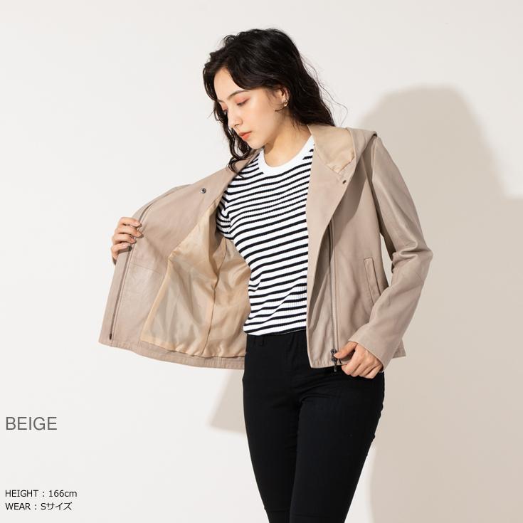 LIUGOO 本革 フーディージャケット レディース リューグー PRK02LA  レザージャケット パーカー ジャケット | Liugoo Leathers | 06