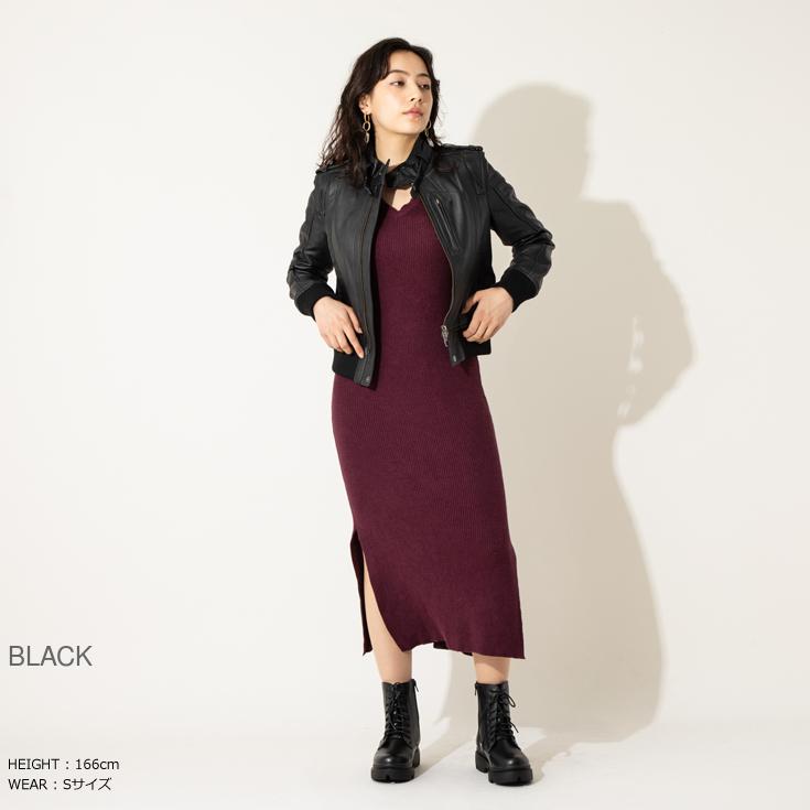 【30%OFFクーポン】LIUGOO 本革 リブ　ライダースジャケット レディース リューグー SRS05LA  ライダースジャケット レザージャケット | Liugoo Leathers | 06