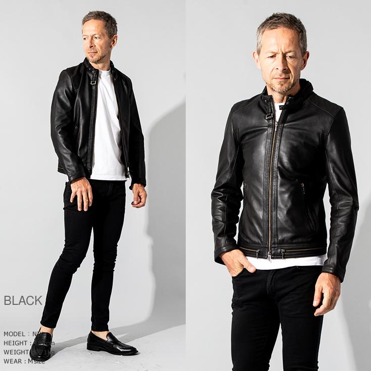 Liugoo Leathers LIUGOO 本革 シングルライダースジャケット メンズ