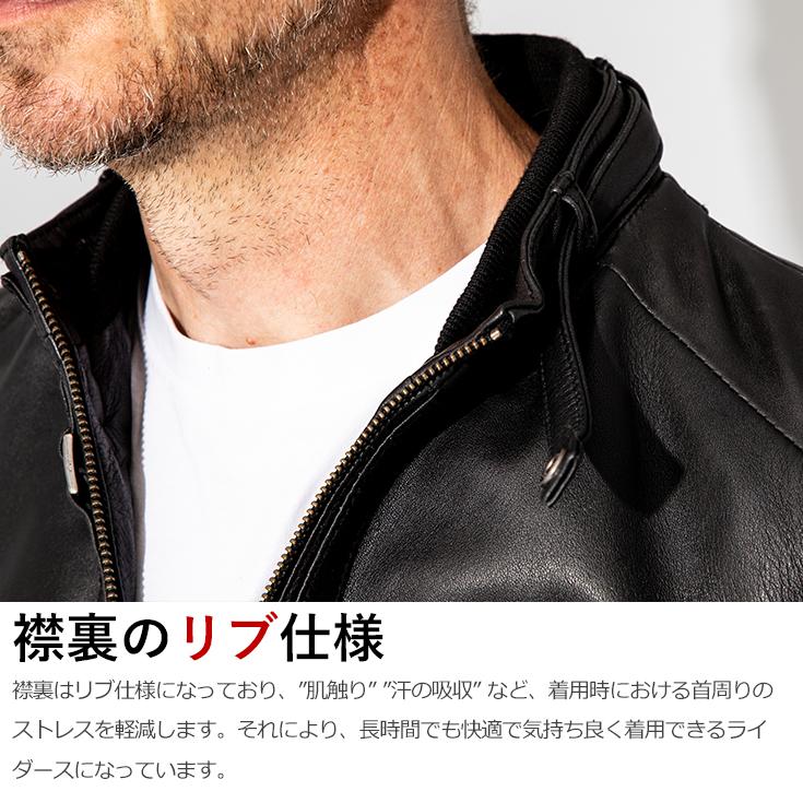 【30%OFFクーポン】LIUGOO 本革 シングルライダースジャケット メンズ リューグー SRS16A  レザージャケット ライダースジャケット | Liugoo Leathers | 03