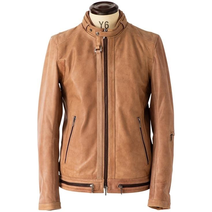 Liugoo Leathers LIUGOO 本革 シングルライダースジャケット メンズ
