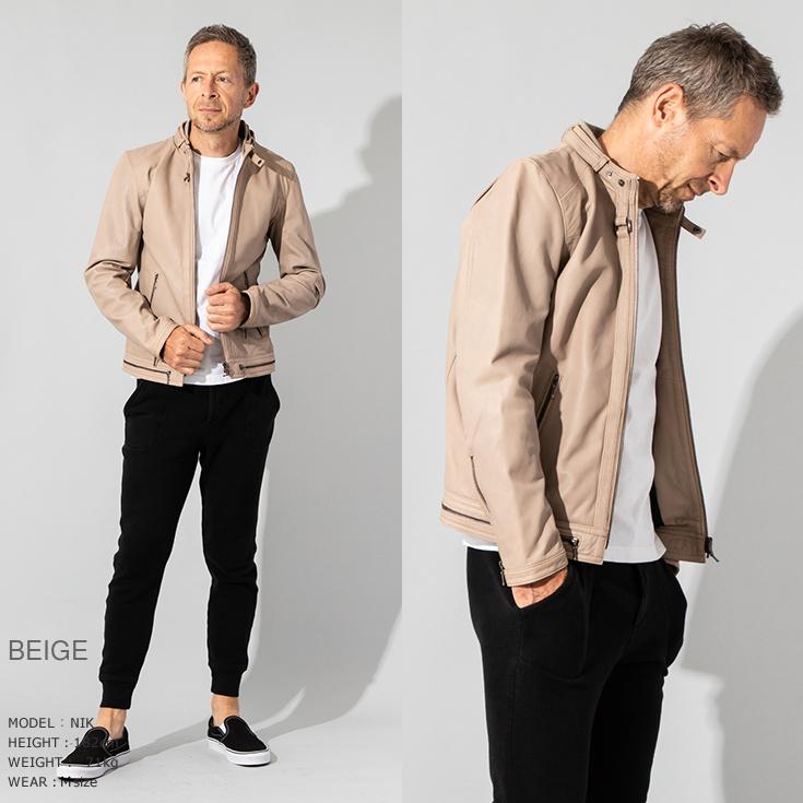 Liugoo Leathers LIUGOO 本革 シングルライダースジャケット メンズ