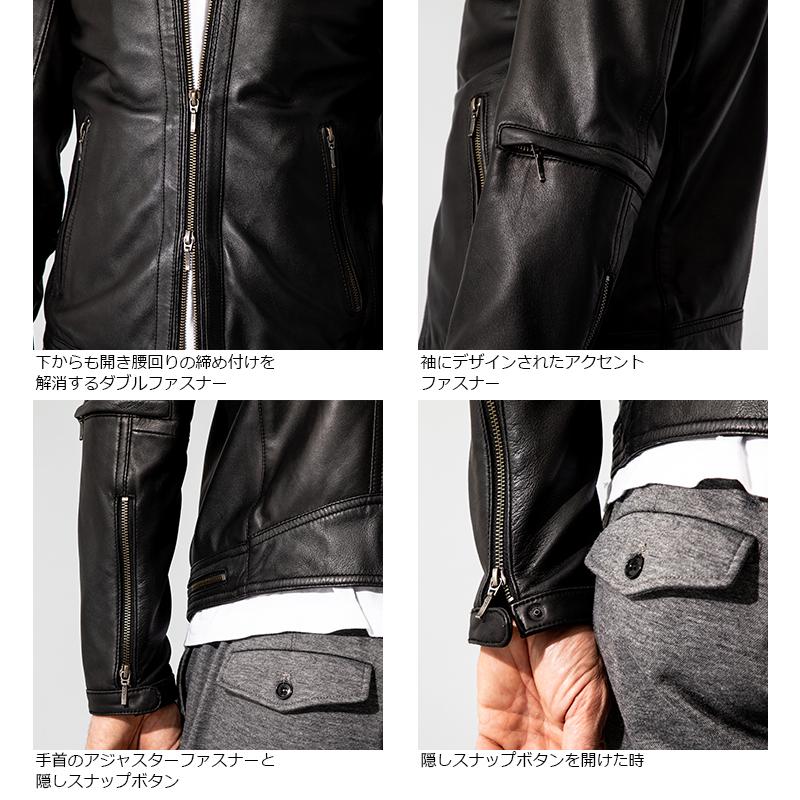 Liugoo Leathers LIUGOO 本革 シングルライダースジャケット メンズ