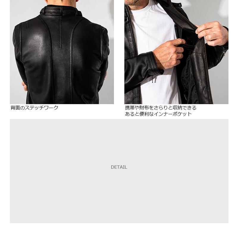 Liugoo Leathers LIUGOO 本革 シングルライダースジャケット メンズ