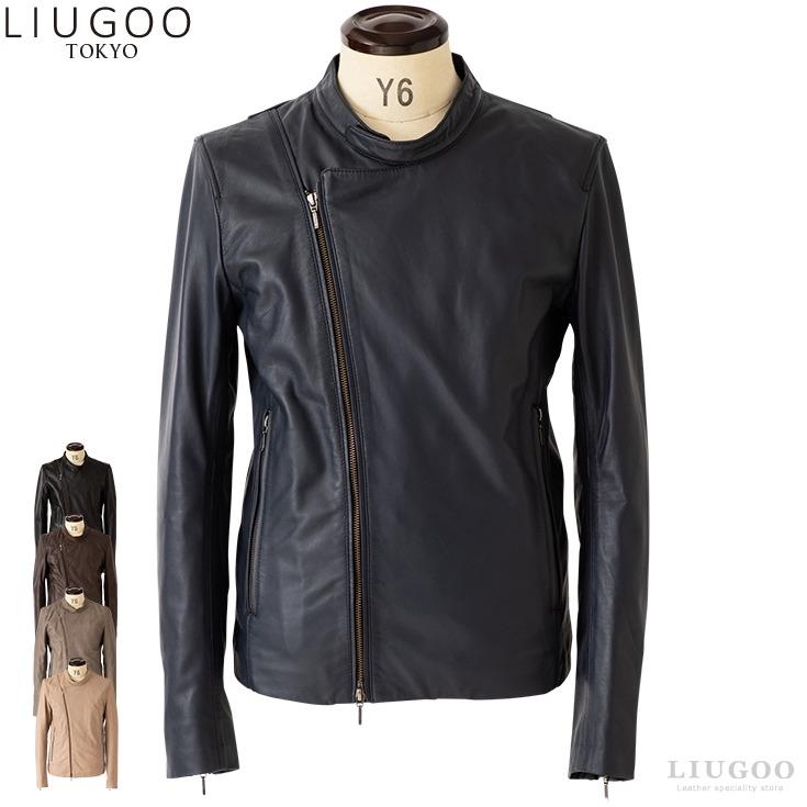 LIUGOO LEATHERS 牛革 A-2ジャケット 黒 Liugoo Leathers LIUGOO 本革 キャスケード ダブルライダース