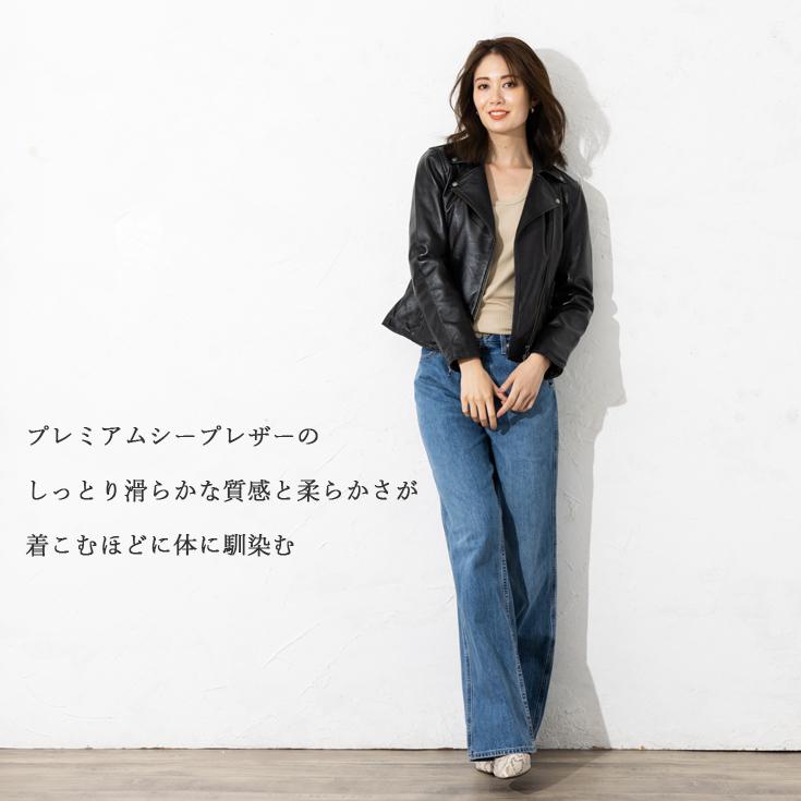Liugoo Leathers LIUGOO 本革 ダブルライダースジャケット レディース