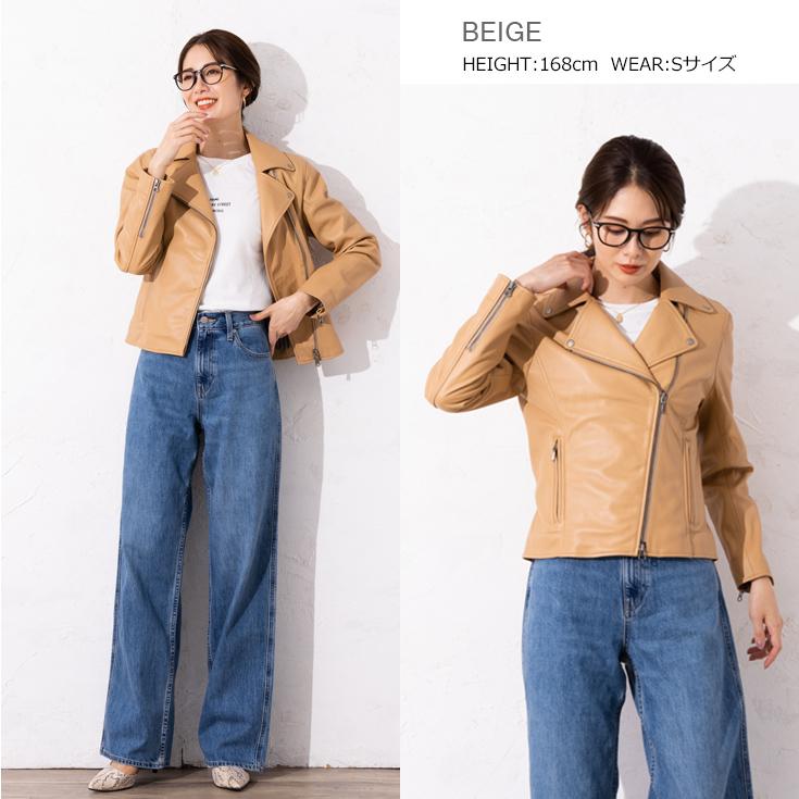 Liugoo Leathers LIUGOO 本革 ダブルライダースジャケット レディース