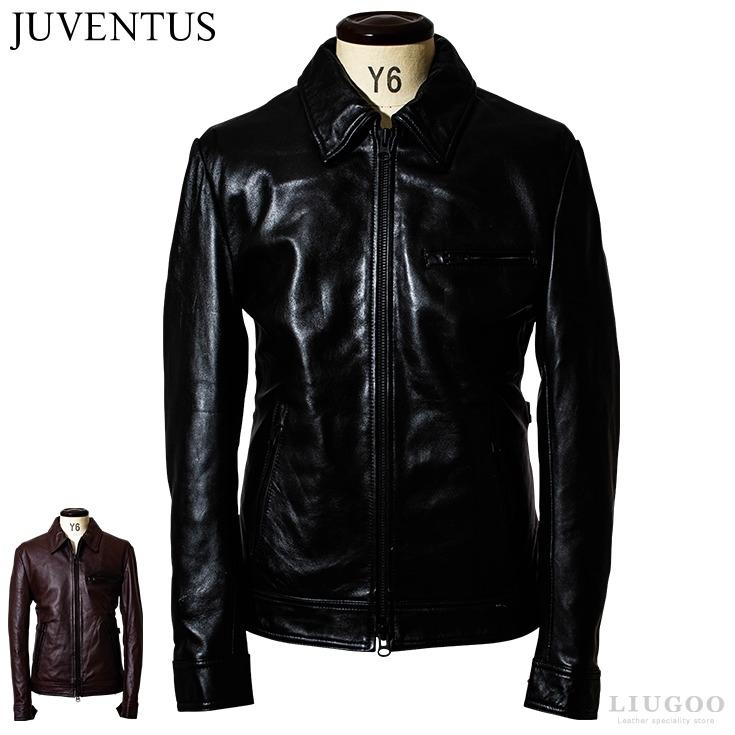 JUVENTUS 本革 手染めシングルライダースジャケット メンズ ユベントス