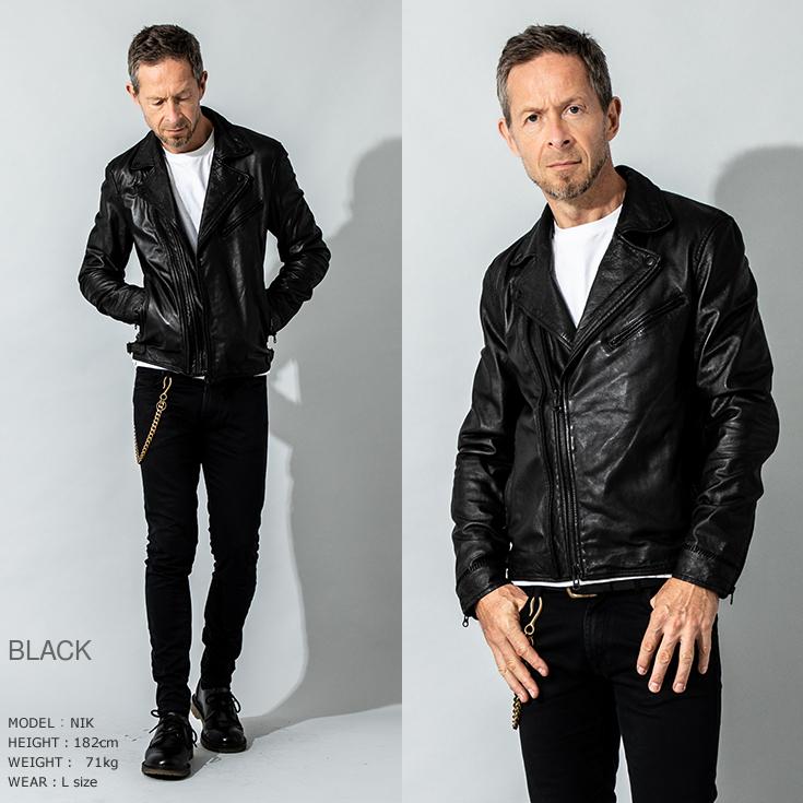 JUVENTUS 本革 手染めダブルライダースジャケット メンズ ユベントス