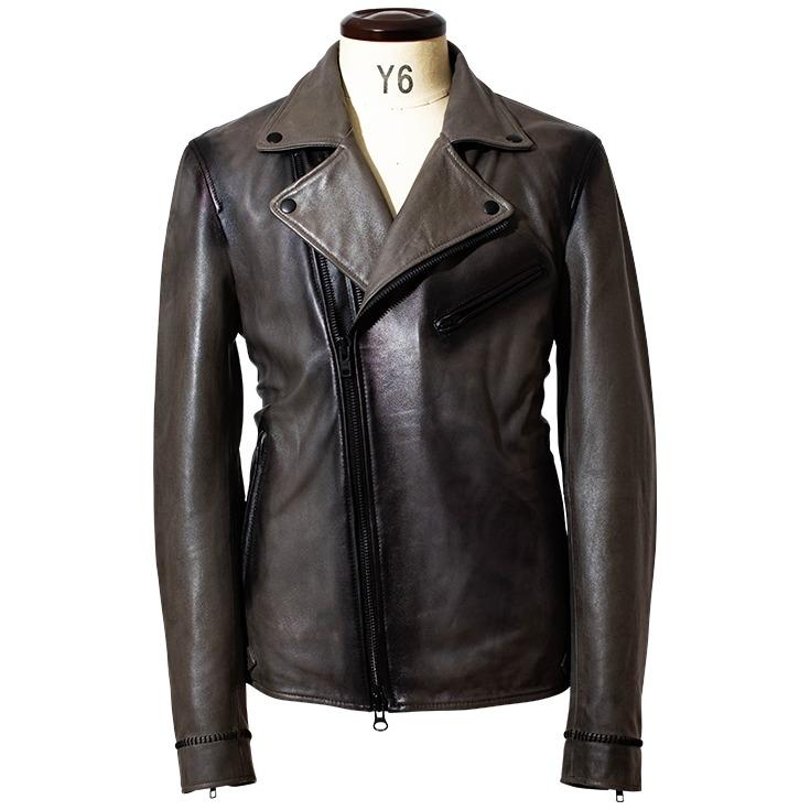 JUVENTUS 本革 手染めダブルライダースジャケット メンズ