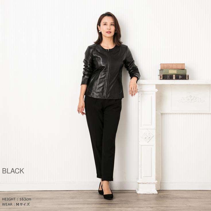 JEAN-LOUIS SCHERRER 本革 ノーカラーシングルライダースジャケット