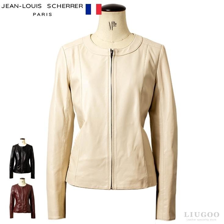 JEAN-LOUIS SCHERRER 本革 ノーカラーシングルライダース JEAN-LOUIS SCHERRER 本革 ノーカラーシングルライダース