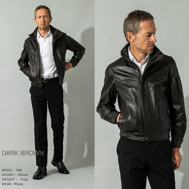 JEAN-LOUIS SCHERRER 本革 ハイネック レザーブルゾン メンズ ジャン 